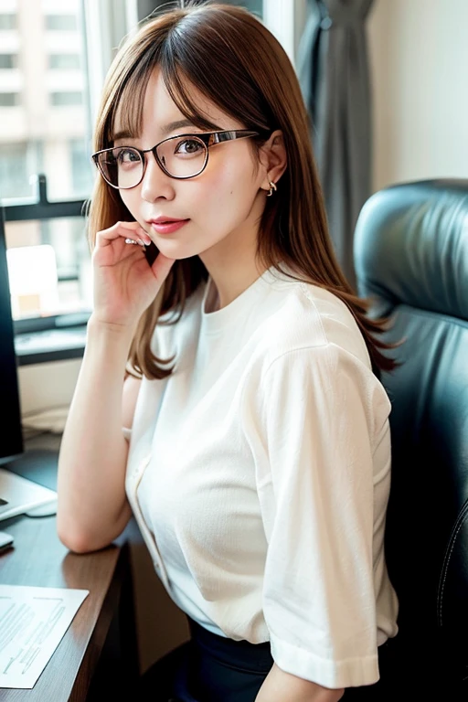 [Stable Diffusion] 眼镜 高品质 美丽的女人 杰作 办公室 秘书 [现实]