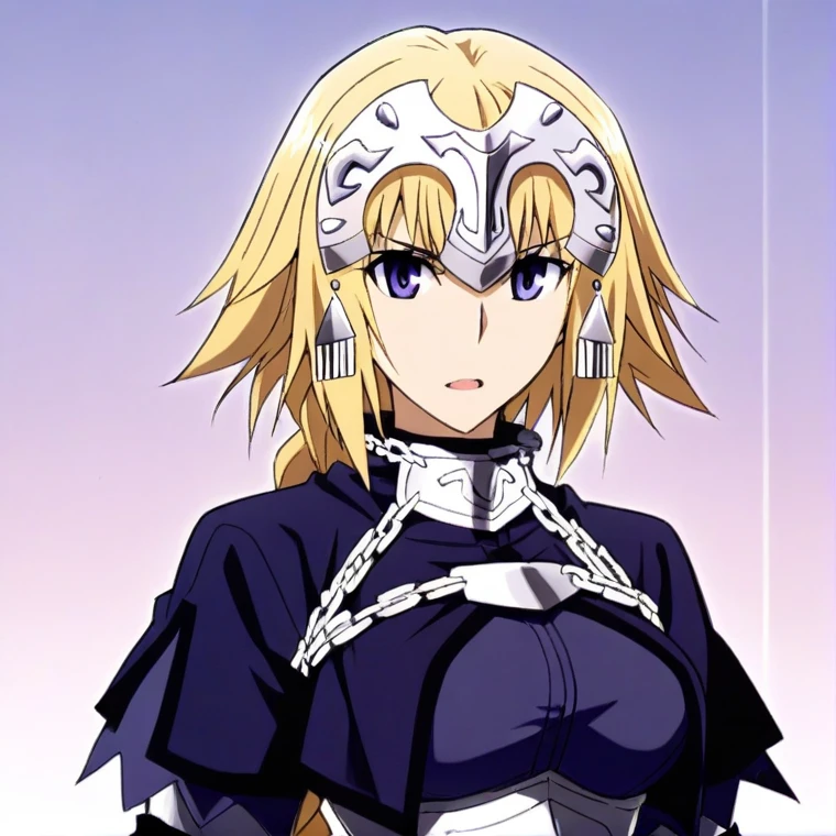 [Stable Diffusion] 长发 命运守护夜圣女贞德 杰作 注视观众 张开嘴 盔甲 [插画]