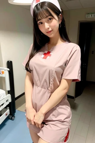 中长发, 美少女, 护士制服, 医院