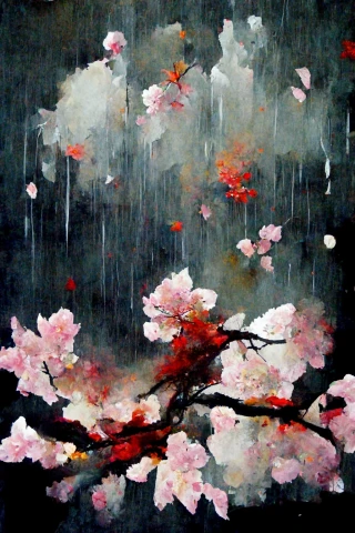 樱花, 日本的, 疯狂, 抽象的, 雨