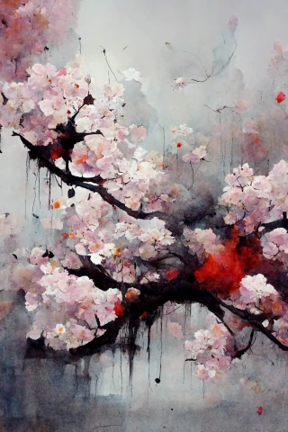 樱花, 日本的, 疯狂, 抽象的, 雨